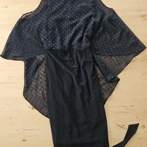 Le Chateau Black Textured Overlay Dress